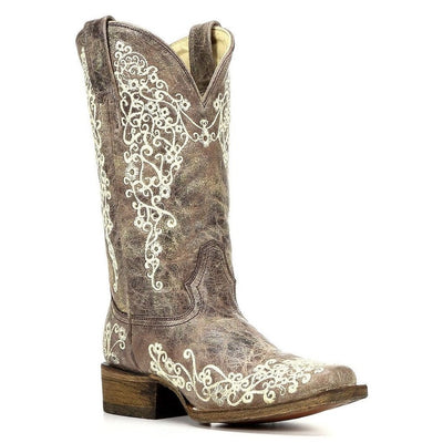 Corral Brown Crater Bone Square Toe Style A2663 Ladies Boots from Corral Boots