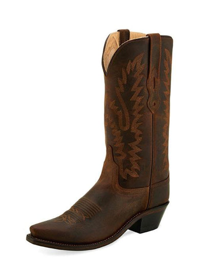 Jama Ladies Brown Corded Medallion Snip Toe Boot Style LF1511 Ladies Boots from Old West/Jama Boots