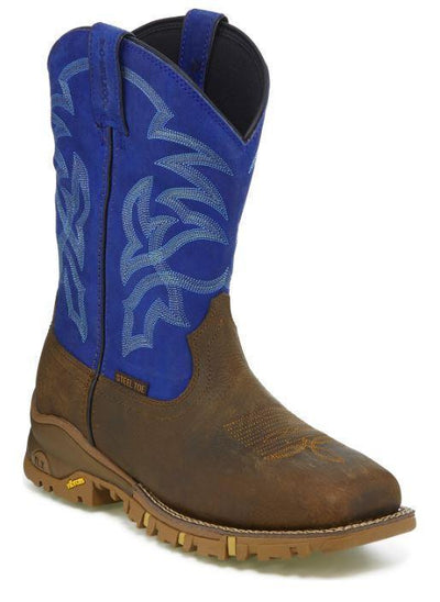Tony Lama Mens Roustabout Blue Western Work Steel Toe Boots Style TW5010 Mens Workboots from Tony Lama