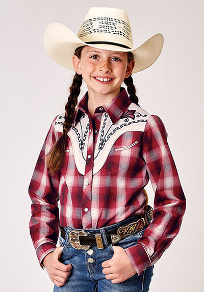 Roper Girls Long Sleeve Red Plaid Shirt Style 01-080-0024-3007 Girls Shirts from Roper