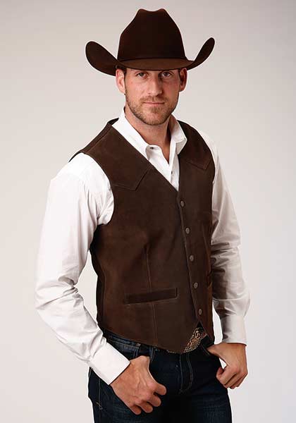 Mens Western Vest For Wedding Roper Mens Suede Vest Style 02-075