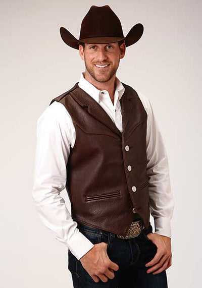 Roper Mens Leather Vest Style 02-075-0510-0504- Premium Mens Outerwear from Roper Shop now at HAYLOFT WESTERN WEARfor Cowboy Boots, Cowboy Hats and Western Apparel