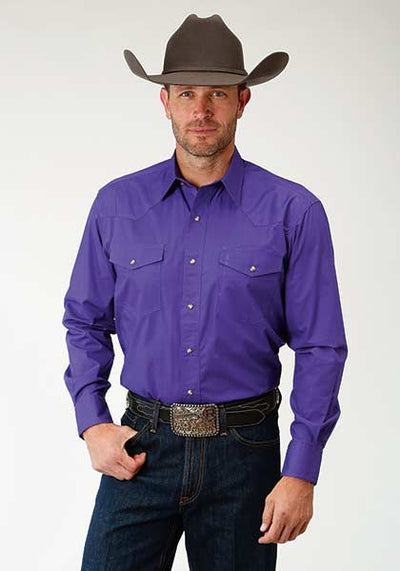 Roper Mens LS Purple Poplin Shirt Style 03-001-0265-1067 Mens Shirts from Roper
