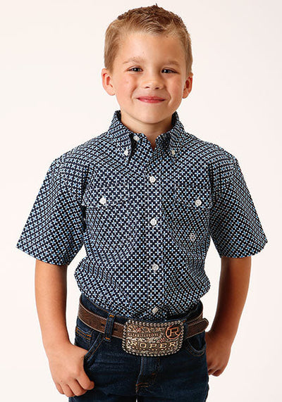 Roper Boys Clear Skies Plaid Short Sleeve Style 03-031-0325-2014- Premium Boys Shirts from Roper Shop now at HAYLOFT WESTERN WEARfor Cowboy Boots, Cowboy Hats and Western Apparel