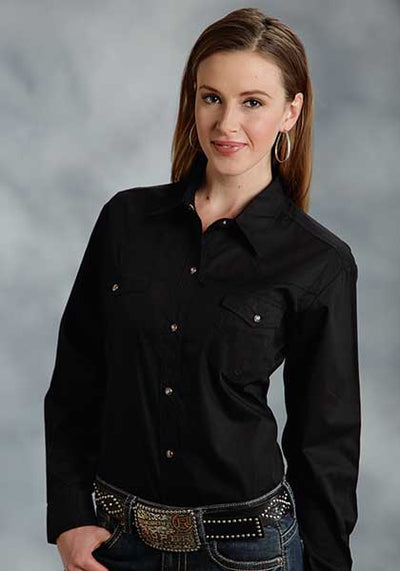 ROPER LADIES LONG SLEEVE SHIRT SNAP SOLID COLOR STYLE 03-050-0265-1017 Ladies Shirts from Roper