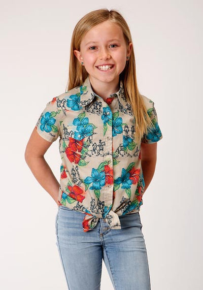 Roper Girls Short Sleeve Shirt Style 03-081-0064-0366- Premium Girls Shirts from Roper Shop now at HAYLOFT WESTERN WEARfor Cowboy Boots, Cowboy Hats and Western Apparel
