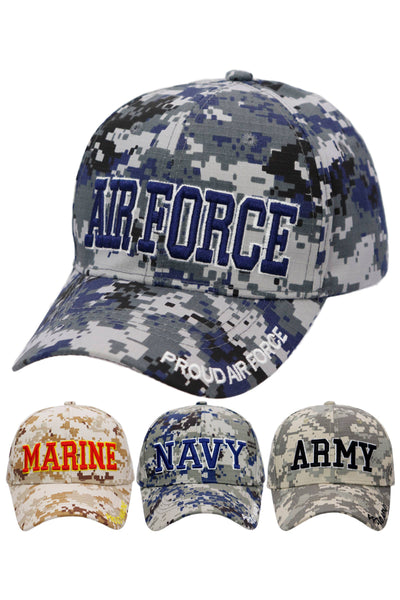 U.S. Military Branch Logo Digital Camo Baseball Cap Mens Hats from Cap Zone