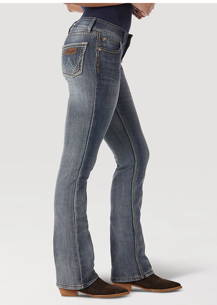 Wrangler Ladies Retro Dark Wash Boot Cut Jeans Style 07MWZDW
