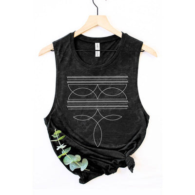 COWBOY BOOTS TOE STITCHED MINERAL GRAPHIC TANK TOP  from HRTandLUV