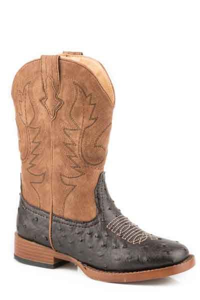Roper Boys Square Toe Cowboy Cool Ostrich Boots Style  09-018-1900-1521 Boys Boots from Roper
