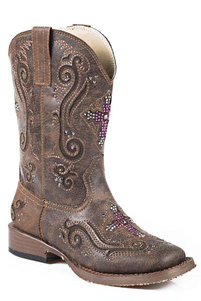 Roper Childrens Girls Faith Square Toe Boots Style 09-018-1901-0098- Premium Girls Boots from Roper Shop now at HAYLOFT WESTERN WEARfor Cowboy Boots, Cowboy Hats and Western Apparel