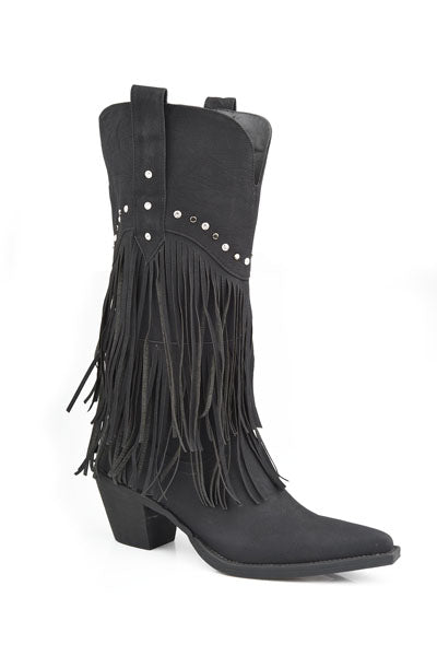 Roper Brown Ladies Black Fringe Boots Style 09-021-1556-0684 Ladies Boots from Roper