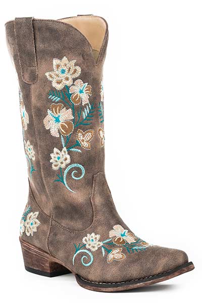 Roper Ladies Snip Toe Riley Floral Boot Style 09-021-1566-2419 Ladies Boots from Roper