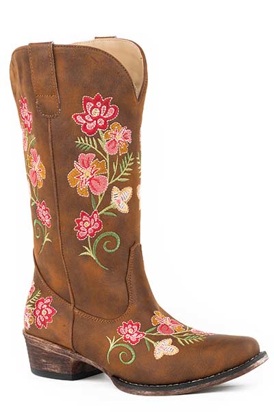 Roper Ladies Snip Toe Riley Floral Boot Style 09-021-1566-2420 Ladies Boots from Roper