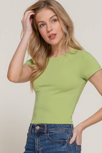 Short Sleeve Crew Neck Crop Top  from Active Basic | Active USA