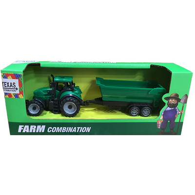 Farm Tractor and Wagon Vehicle Set in Open Window Box  from Texas Toy Distribution