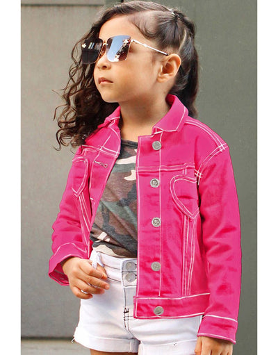 GDJ-18-9624A Girl's Colored Denim Jacket W/ Heart Pkt  from Cutie Patootie Clothing