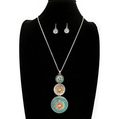 Long Three Bullet Pendant Western Style Necklace and Earrings  from Lunar Deer