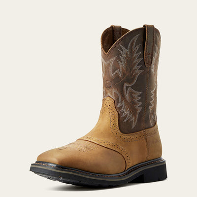 Ariat Sierra Pull-On Western Square Toe Work Boots Style 10010148 Mens Workboots from Ariat