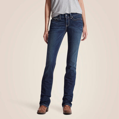 Ariat Ladies R.E.A.L. Mid Rise Stretch Icon Stackable Straight Leg Jean Style 10017216 Ladies Jeans from Ariat
