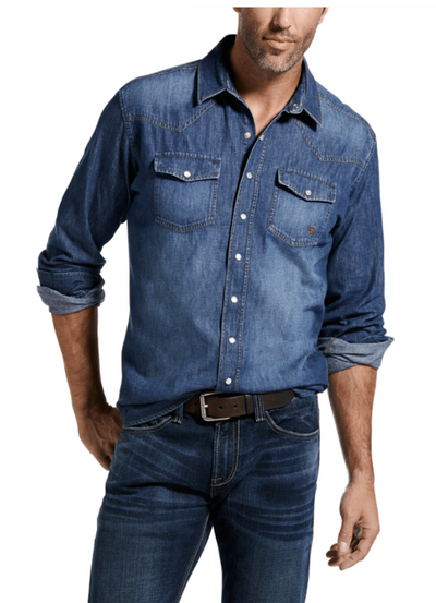 Ariat Denim Retro Fit Shirt Style 10033464- Premium Mens Shirts from Ariat Shop now at HAYLOFT WESTERN WEARfor Cowboy Boots, Cowboy Hats and Western Apparel