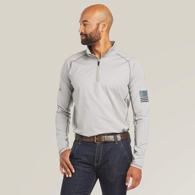 Ariat Mens FR Combat Stretch Patriot 1/4 Zip Work Shirt Style 10035420 Mens Shirts from Ariat