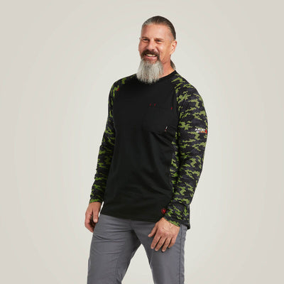Ariat Mens FR Stretch Camo Baseball Long Sleeve T-Shirt Style 10039165 Mens Shirts from Ariat