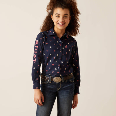 Ariat Girls Team Kirby Logo Long Sleeve Shirt Style 10046057- Premium Girls Shirts from Ariat Shop now at HAYLOFT WESTERN WEARfor Cowboy Boots, Cowboy Hats and Western Apparel
