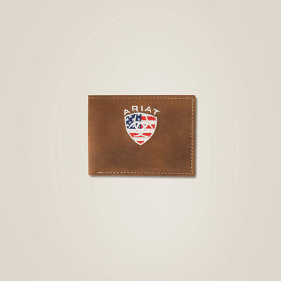 MF Ariat Mens Flag Shield Bifold Wallet Style 10051114 MENS ACCESSORIES from Ariat