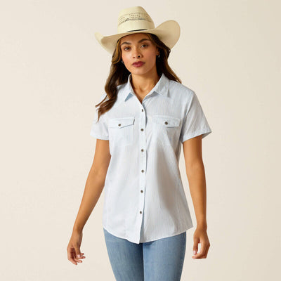 ARIAT LADIES VENTTEK SHORT SLEEVE DISTRESSED STRIPE SHIRT STYLE 10051373 Ladies Shirts from Ariat