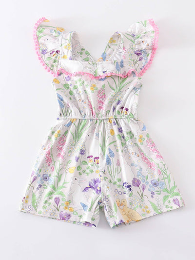 Easter Rabbit Print Girl Jumpsuits  from Rylee Faith Designs