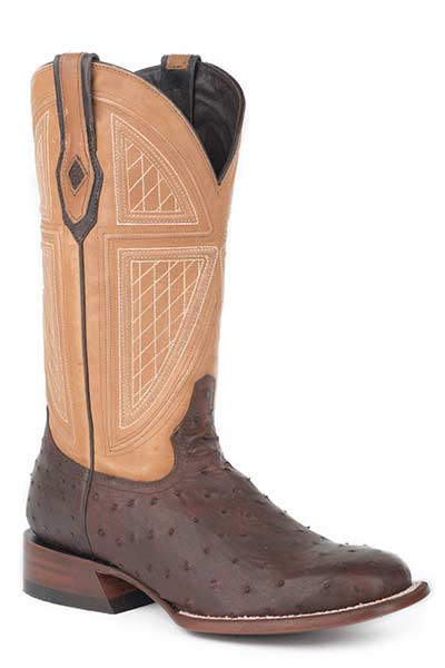 Stetson Mens Red Lodge Ostrich Square Toe Boots Style 12-020-1852-0273 Mens Boots from Stetson Boots and Apparel