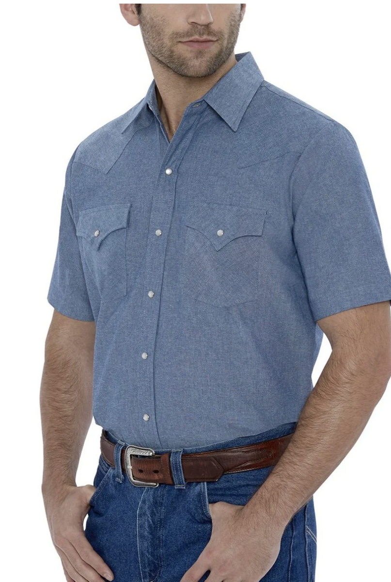 Wrangler Cowboy Cut Western Two Pocket Short Sleeve Snap Work Wrangler Cowboy Cut Western Two Pocket Short Sleeve Snap Work