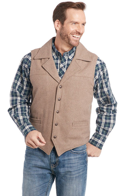 SIDRAN MENS WOOL MELTON SNAP FRONT COLLARED VEST WITH CONCEALED CARRY POCKET STYLE CR39066-F23-18 Mens Outerwear from Sidran/Suits