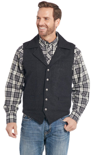 SIDRAN MENS WOOL MELTON SNAP FRONT COLLARED VEST WITH CONCEALED CARRY POCKET STYLE CR39066-F23-46 Mens Outerwear from Sidran/Suits
