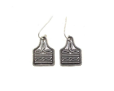 WESTERN BOOT STITCH CATTLE TAG EARRINGS  from Snowing West