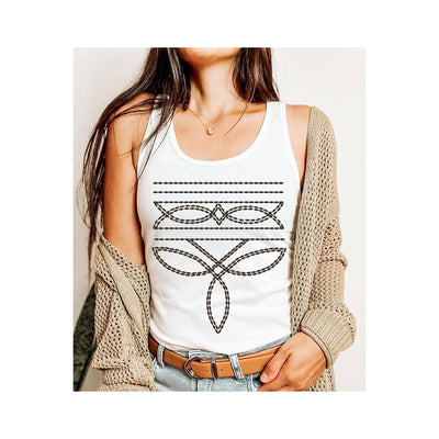 Western Boot Stitch Graphic Racerback Tank Top Ladies Shirts from COLORBEAR
