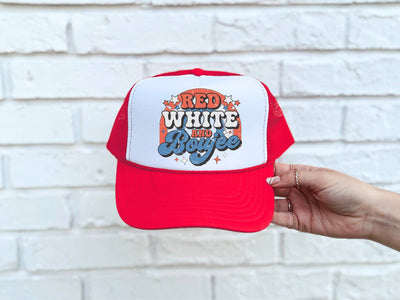 Red, White, & Boujee DTF Printed Red & White Trucker Hat  from Southern Attitude Designs Inc
