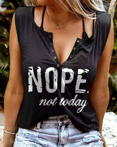 Letter print grommet eyelet decor casual tank top  from Flarix