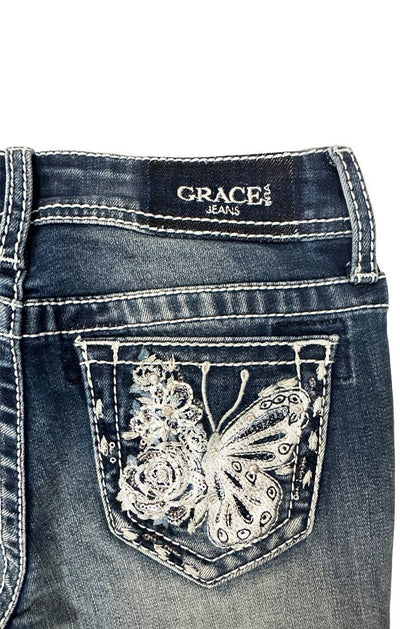 Butterfly Embroidery A Little Girl Boot Cut | TB-51899  from Grace in LA