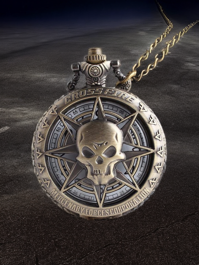 Cross Fire Punk Headshot Skull Souvenir Pocket Watches MENS ACCESSORIES from WoodWristCo