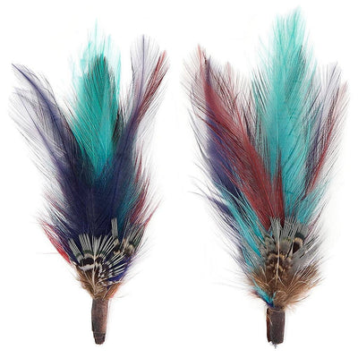 Pheasant Hackle Feather Hat Trims - Copper - Dark Aqua  from Zucker Feather Products