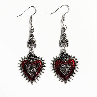 Punk Rose Eye Heart Drop Earrings  from Tourtiwi