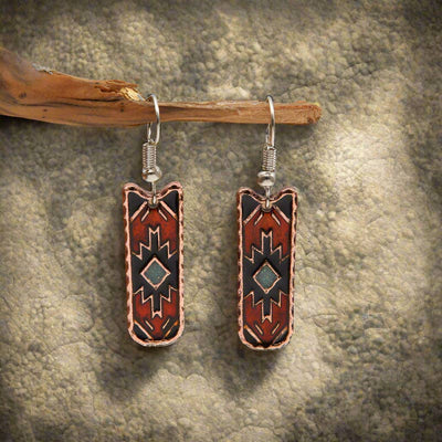 Western Style Aztec Pattern Oil Dropping Earrings Ladies Jewelry from WoodWristCo