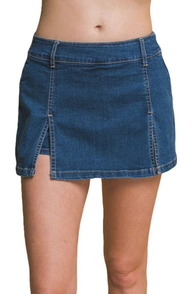 Double Side Slit Denim Skort  from Vanilla Monkey