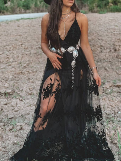 Southern Country cowgirl Coachella Lace flare dress  from Rosa Clothing