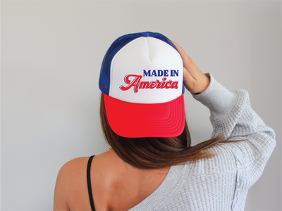Made in America DTF Printed Red/White/Blue Trucker Hat  from Southern Attitude Designs Inc