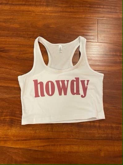 Howdy Cropped Tank Top Ladies Shirts from LA PRINT AND STITCH