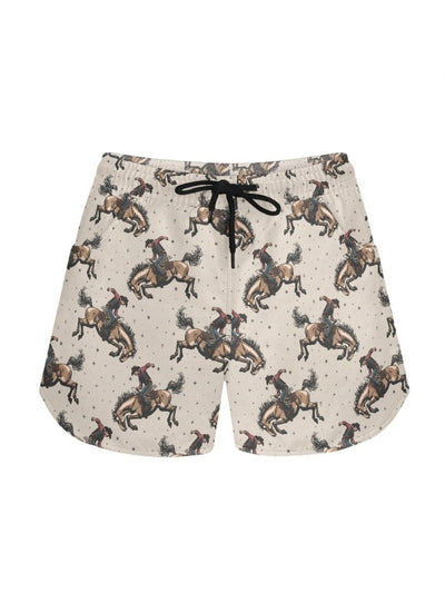 Western cowboy Rodeo & bow & Checkered air mesh shorts  from Rosa Clothing
