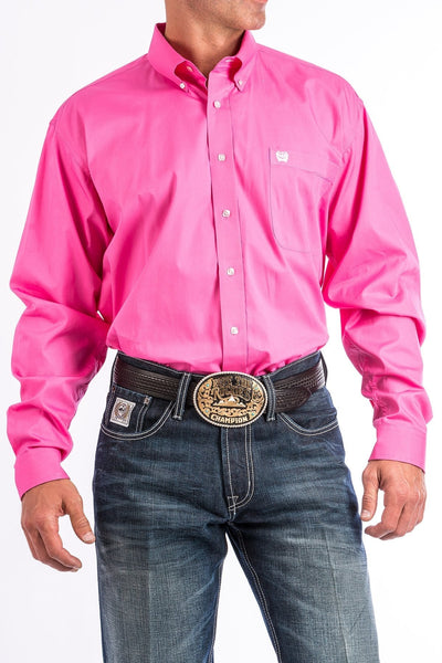 Cinch Mens Solid Pink Button Down Western Shirt Style MTW1103320 Mens Shirts from Cinch